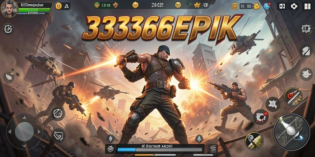Screenshot gameplay 333666 yang menampilkan aksi pertempuran epik.