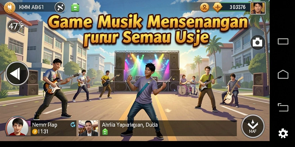 Screenshot 47F menampilkan pemain menikmati gameplay musik yang interaktif.