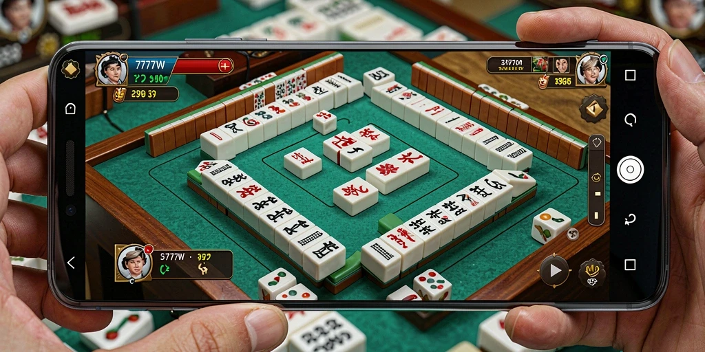 Tampilan gameplay Mahjong di 7777W yang menarik dan penuh warna.