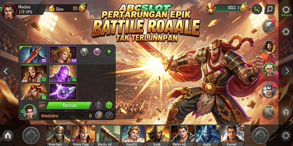 Tampilan utama gameplay ABCSLOT dalam pertarungan Battle Royale yang intens.