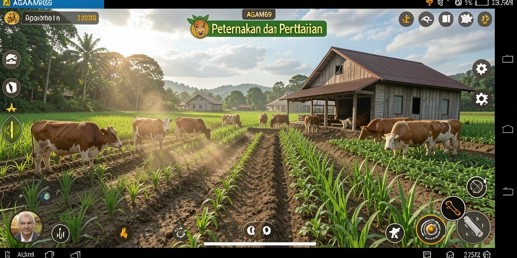 Screenshot AGAM69 menampilkan gameplay pertanian yang mengasyikkan dan interaksi antarpemain.