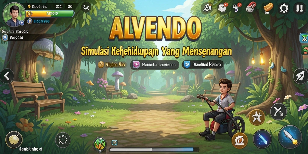 Screenshot gameplay ALVENDO yang menunjukkan interaksi karakter.