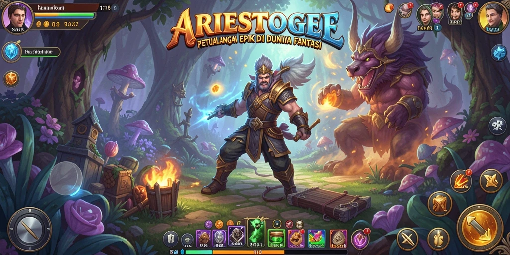 Tampilan gameplay ARIESTOGEL yang epik dan mendebarkan.