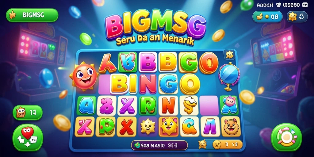 Screenshot gameplay Bingo dengan antarmuka yang menarik dan warna cerah.