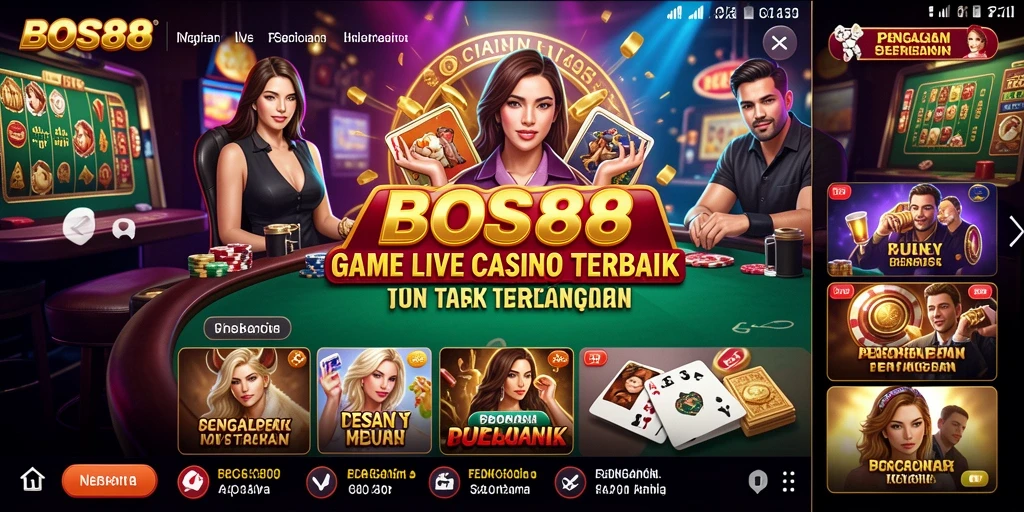Gameplay Live Casino BOS88 menampilkan dealer langsung dan permainan yang mendebarkan