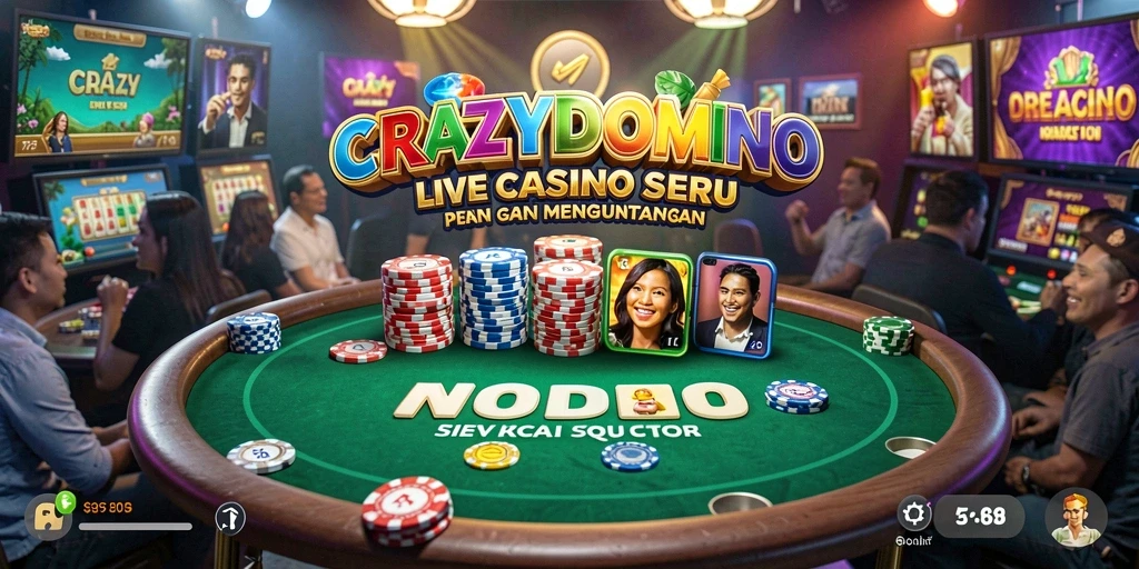 Screenshot gameplay <strong>CRAZYDOMINO</strong> menampilkan suasana Live Casino yang seru dan interaktif.