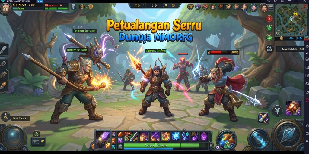 Screenshot gameplay GIFTRP288 menampilkan pertempuran epik dalam dunia MMORPG.