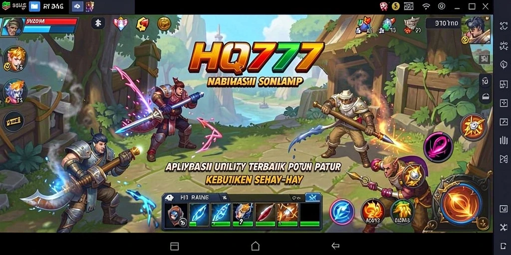 Tampilan aplikasi HQ777 dengan fitur utility yang menarik.