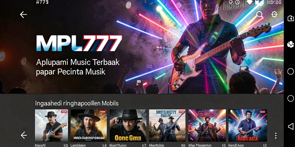 Tampilan antarmuka utama aplikasi MPL777 dengan fitur musik interaktif.