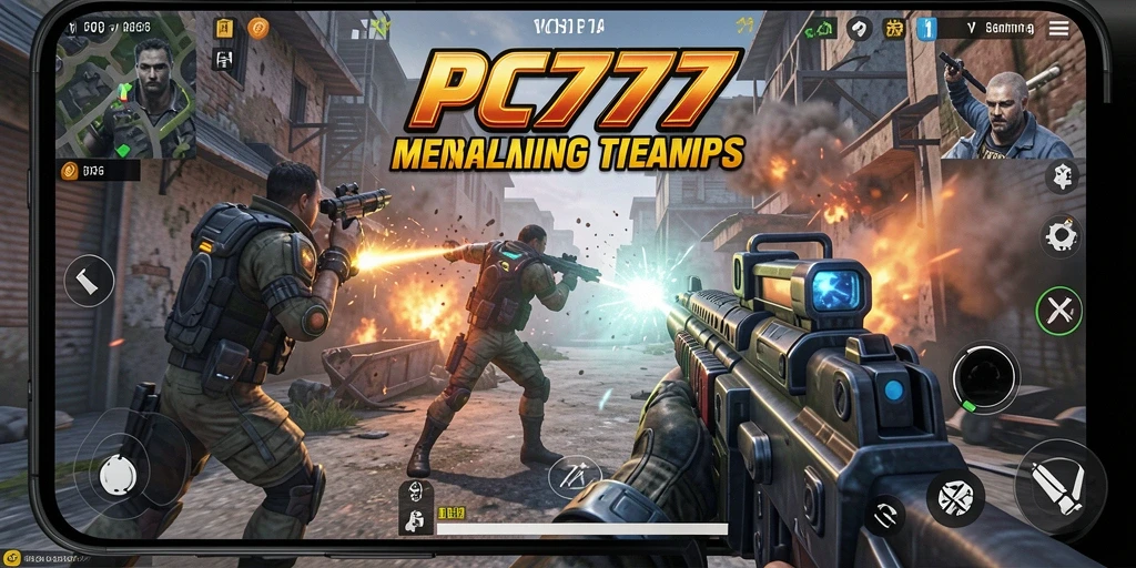 Screenshot menunjukkan aksi seru dalam gameplay TPS PC777.