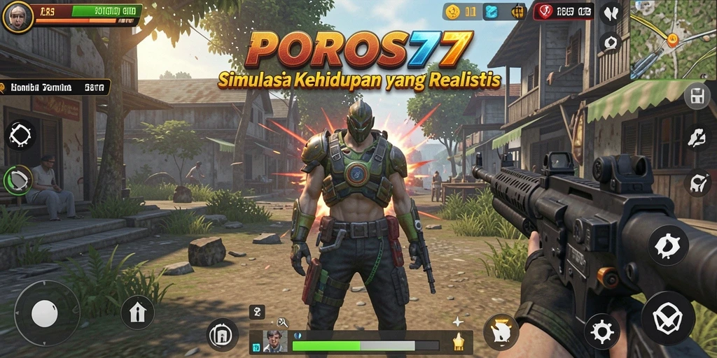 Tangkapan layar menampilkan gameplay realistis dalam POROS77.