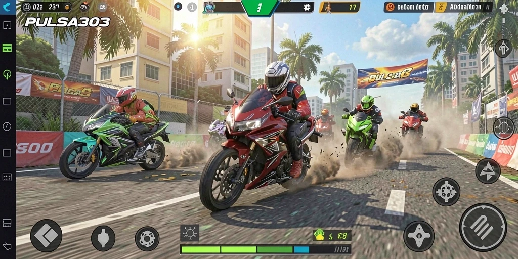 Gameplay seru PULSA303 dengan balapan motor yang menegangkan.