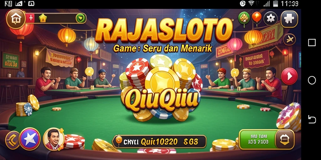 Screenshot gameplay RAJASLOTO yang menampilkan aksi QiuQiu.
