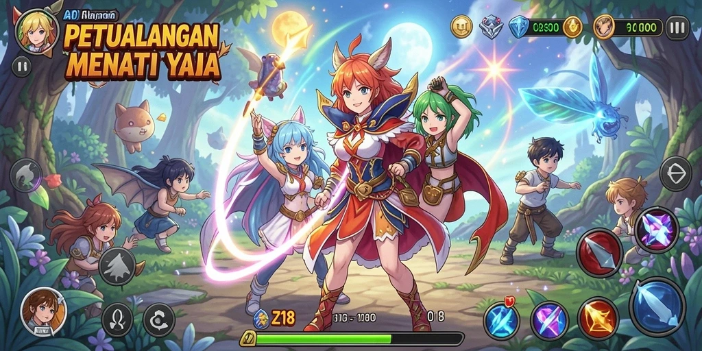 Screenshot menunjukkan aksi seru dalam gameplay Z18 dengan karakter Anime.